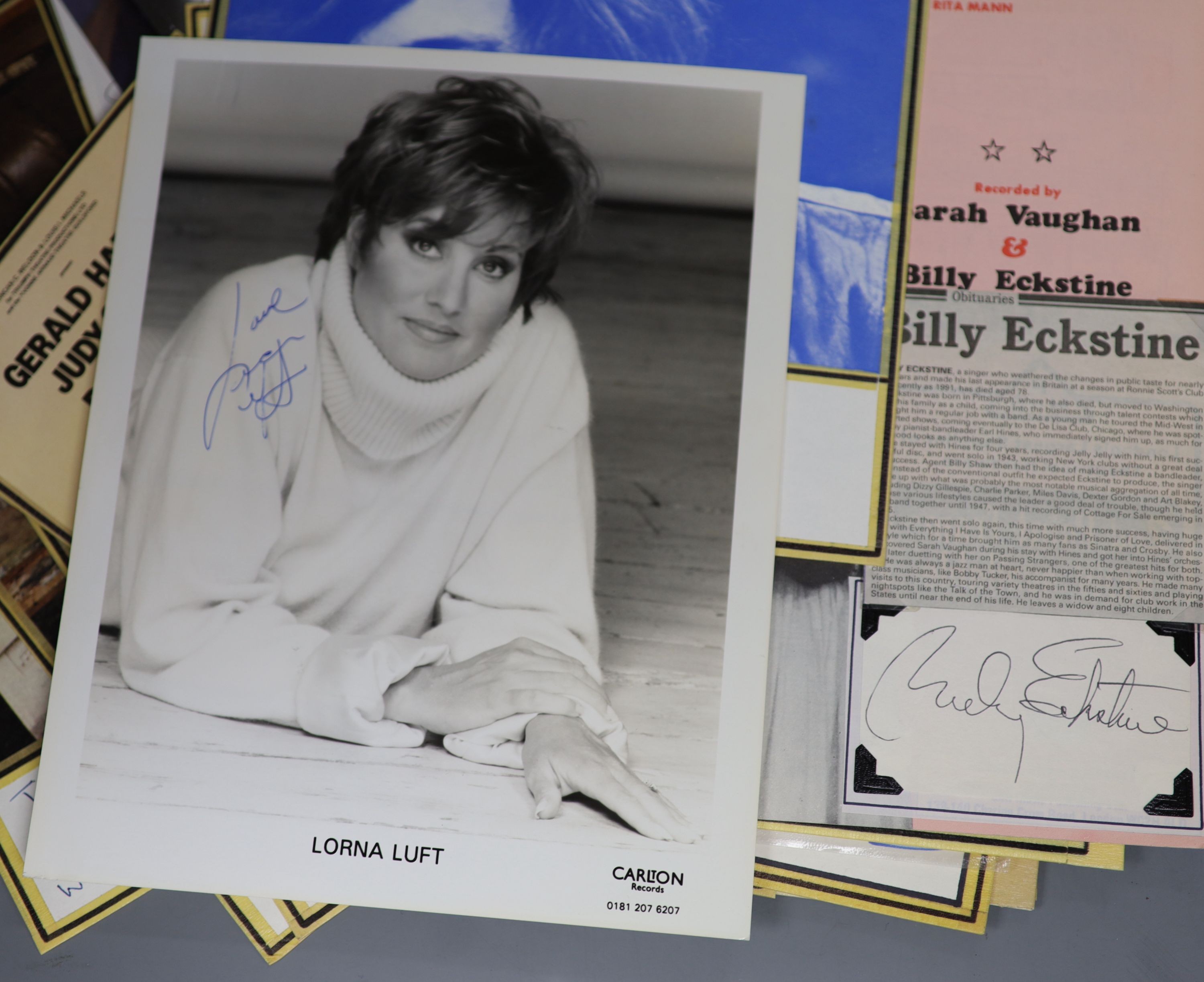 Assorted autographed photos to include Neil Diamond, Vera Lynn, Yul Brynner, etc.